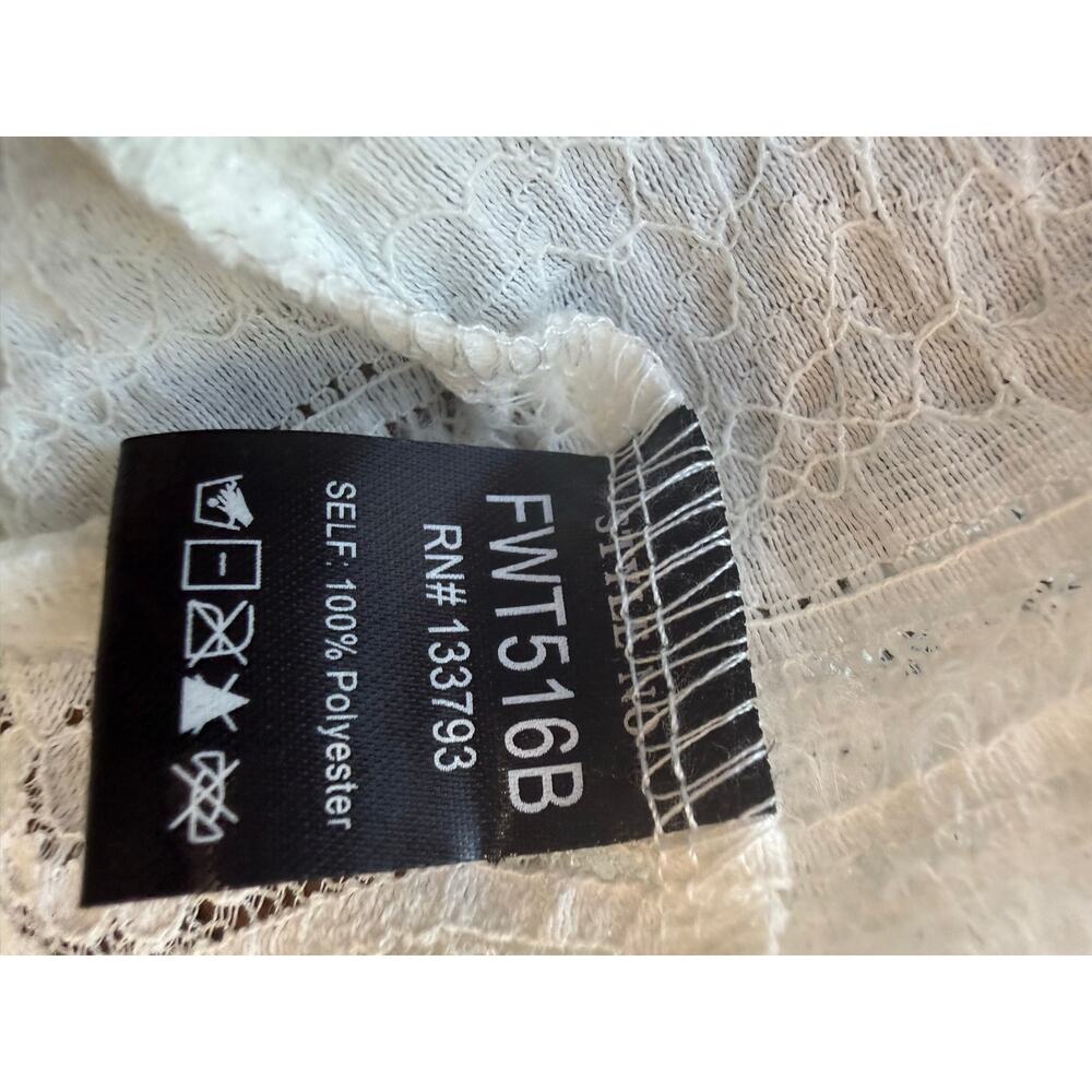 POL Velvet Floral Lace Beaded Sequin Crystal Romantic Boho Button Front Top Sz L - Picture 15 of 15
